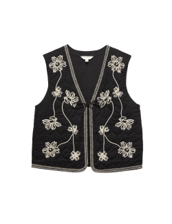 Pure Cotton Embroidered Quilted Gilet