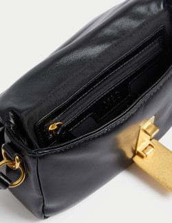 Faux Leather Puffy Baguette Bag