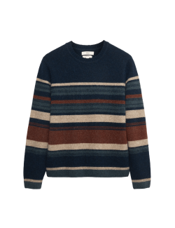 Hazy Striped Crew Neck Jumper with Wool