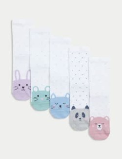 5pk Cotton Rich Toe Face Socks (6 Small - 7 Large)