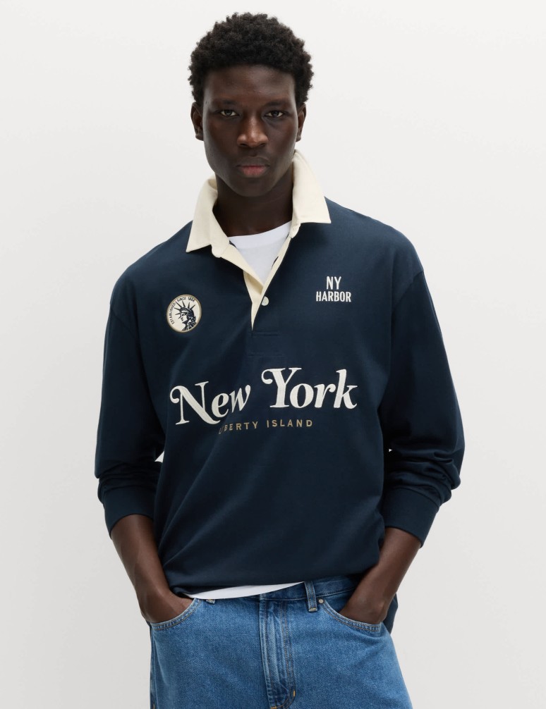 Pure Cotton Embroidered Rugby Shirt