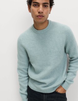 Supersoft Ribbed Crew Neck Jumper with Wool