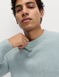 Supersoft Ribbed Crew Neck Jumper with Wool