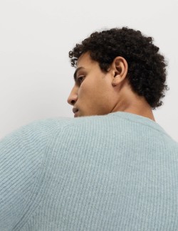 Supersoft Ribbed Crew Neck Jumper with Wool