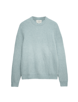 Supersoft Ribbed Crew Neck Jumper with Wool