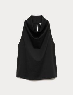 Lyocell Rich Cowl Neck Sleeveless Top