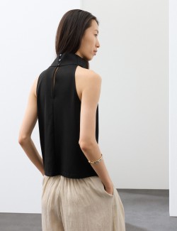 Lyocell Rich Cowl Neck Sleeveless Top