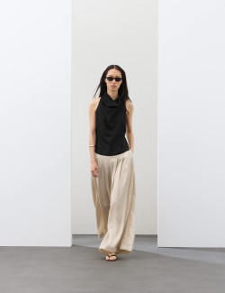 Lyocell Rich Cowl Neck Sleeveless Top
