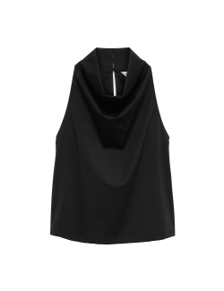 Lyocell Rich Cowl Neck Sleeveless Top
