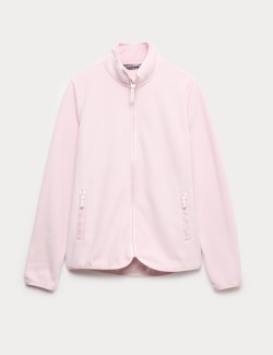 Funnel Neck Zip Up Fitted Fleece Jacket