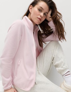 Funnel Neck Zip Up Fitted Fleece Jacket