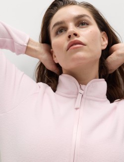Funnel Neck Zip Up Fitted Fleece Jacket