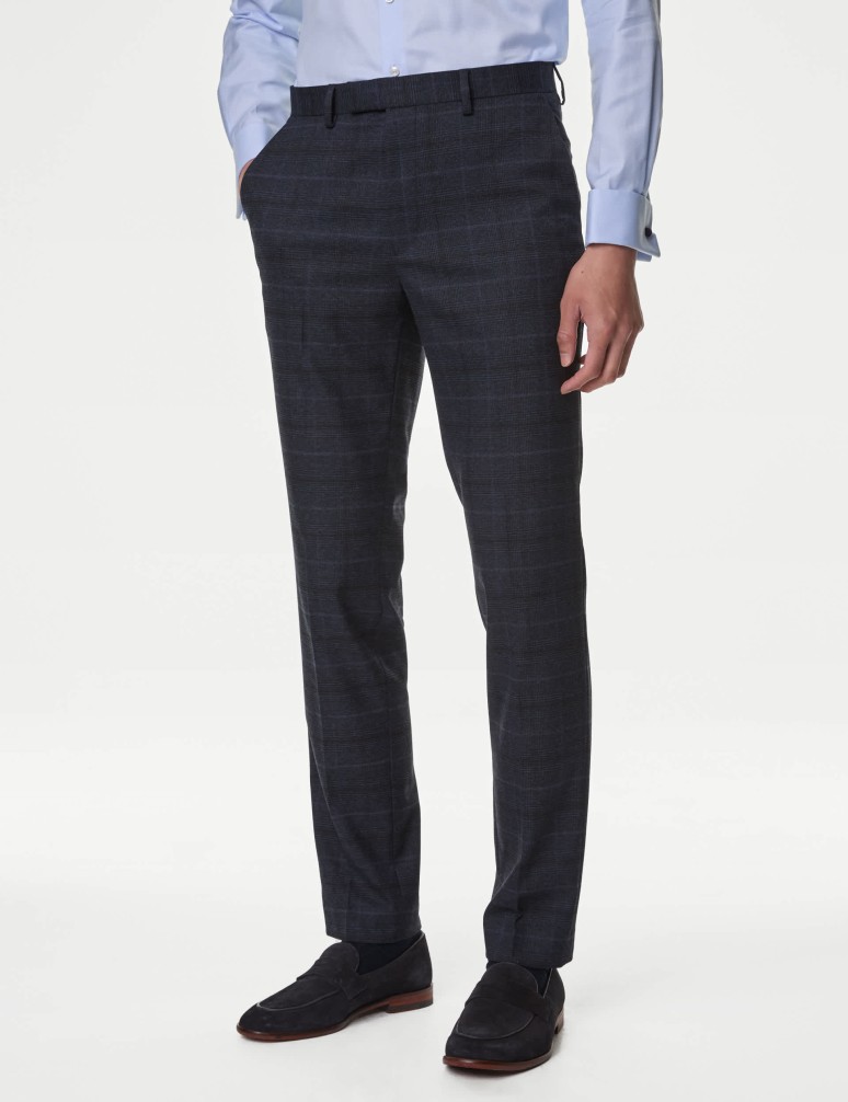 Slim Fit Prince of Wales Check Suit Trousers