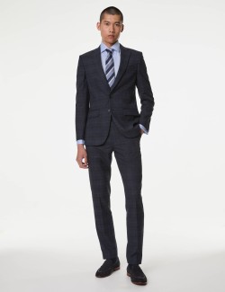 Slim Fit Prince of Wales Check Suit Trousers