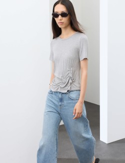 Jersey Regular Fit Ruched T-Shirt