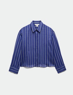 Pure Ramie Striped Collared Shirt