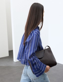 Pure Ramie Striped Collared Shirt