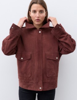 Semišová bunda Bomber s límečkem