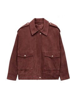 Semišová bunda Bomber s límečkem