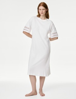 Pure Cotton Broderie Trim Nightdress