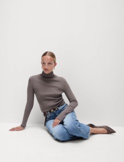 Ribbed Roll Neck Jumper