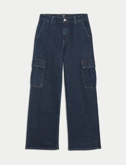 High Waisted Wide Leg Cargo Jeans