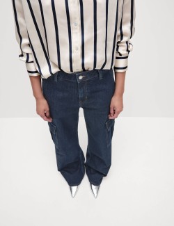 High Waisted Wide Leg Cargo Jeans