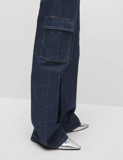 High Waisted Wide Leg Cargo Jeans