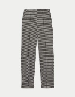 Twill Checked Straight Leg Trousers