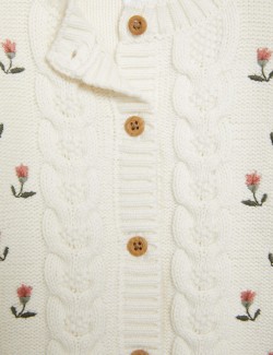 Pure Cotton Cable Knit Cardigan (0-3 Yrs)