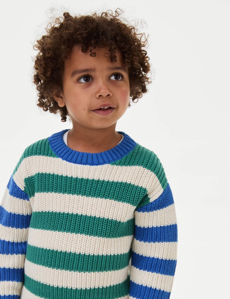 Pure Cotton Striped Knitted Jumper (2-8 Yrs)