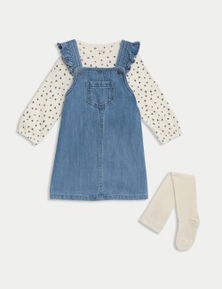 3pc Cotton Rich Denim Pinnie Outfit (0-3 Yrs)