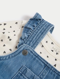 3pc Cotton Rich Denim Pinnie Outfit (0-3 Yrs)