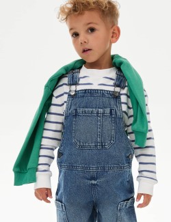 2pc Cotton Rich Striped Dungaree Outfit (2-8 Yrs)