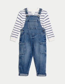 2pc Cotton Rich Striped Dungaree Outfit (2-8 Yrs)