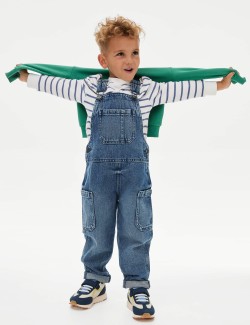 2pc Cotton Rich Striped Dungaree Outfit (2-8 Yrs)