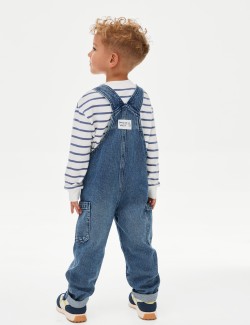 2pc Cotton Rich Striped Dungaree Outfit (2-8 Yrs)