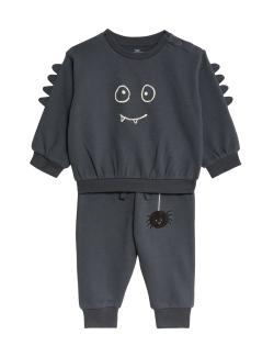 2pc Cotton Rich Halloween Monster Outfit (0-3 Yrs)