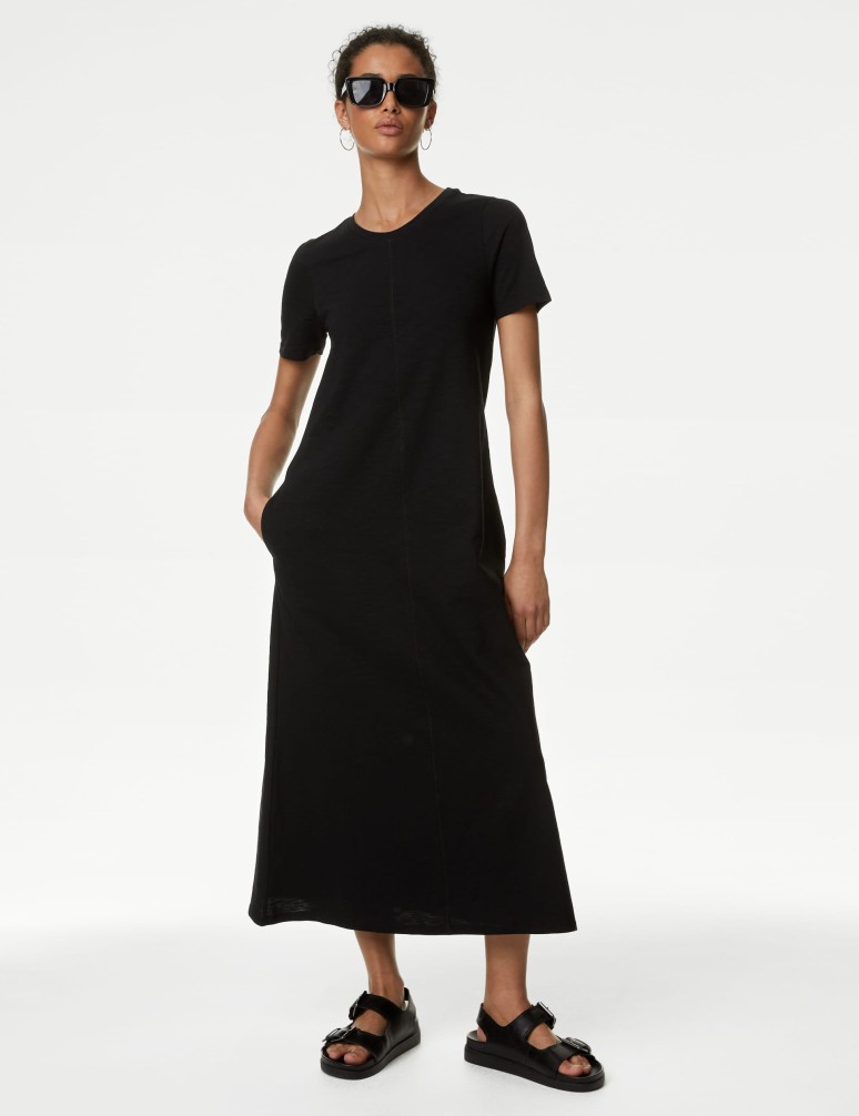 Jersey Round Neck Midi T-Shirt Dress