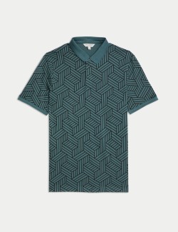 Pure Cotton Geometric Print Polo Shirt