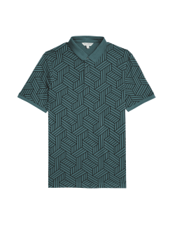 Pure Cotton Geometric Print Polo Shirt