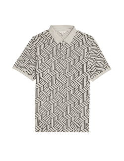 Pure Cotton Geometric Print Polo Shirt