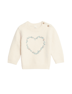 Cotton Rich Floral Heart Jumper (0-3 Yrs)