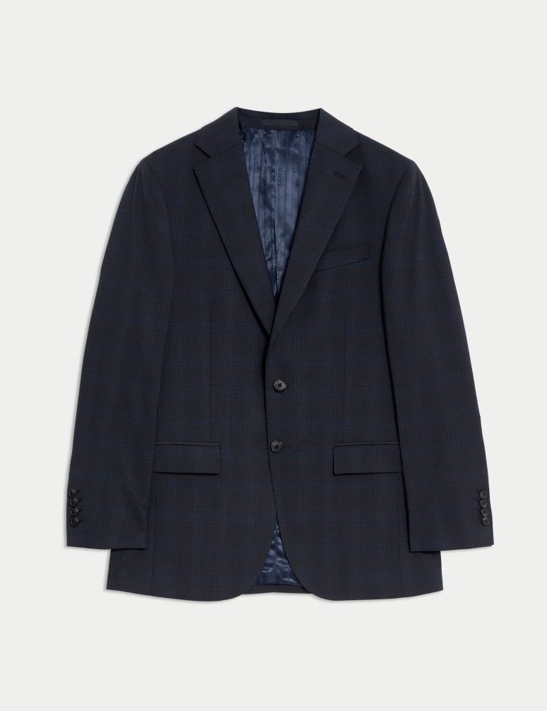 Tailored Fit Italian Wool Check Suit Jacket