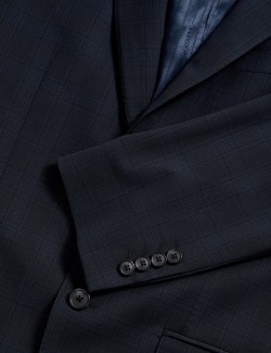 Tailored Fit Italian Wool Check Suit Jacket