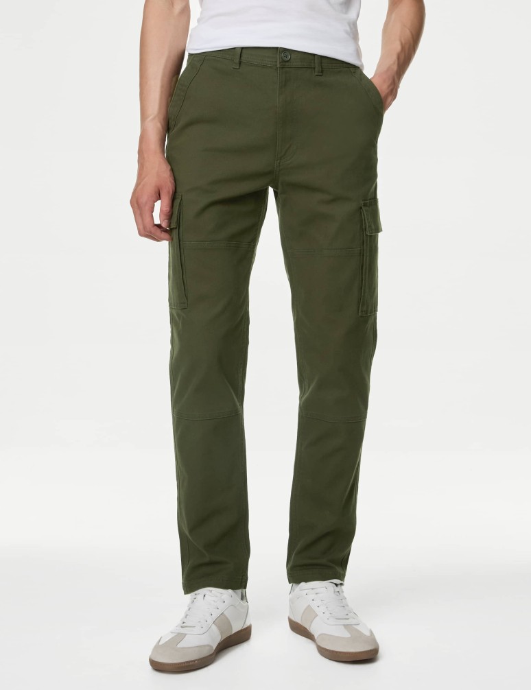 Tapered Fit Stretch Cargo Trousers