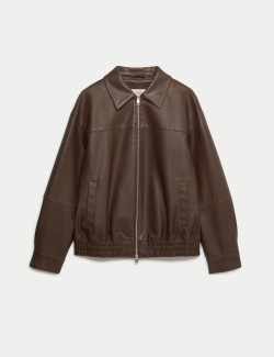 Koženková bunda bomber s límcem ze zestařené koženky