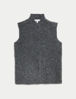 Textured Crew Neck Knitted Waistcoat