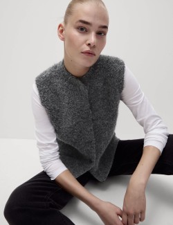 Textured Crew Neck Knitted Waistcoat