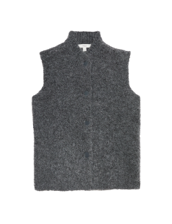 Textured Crew Neck Knitted Waistcoat